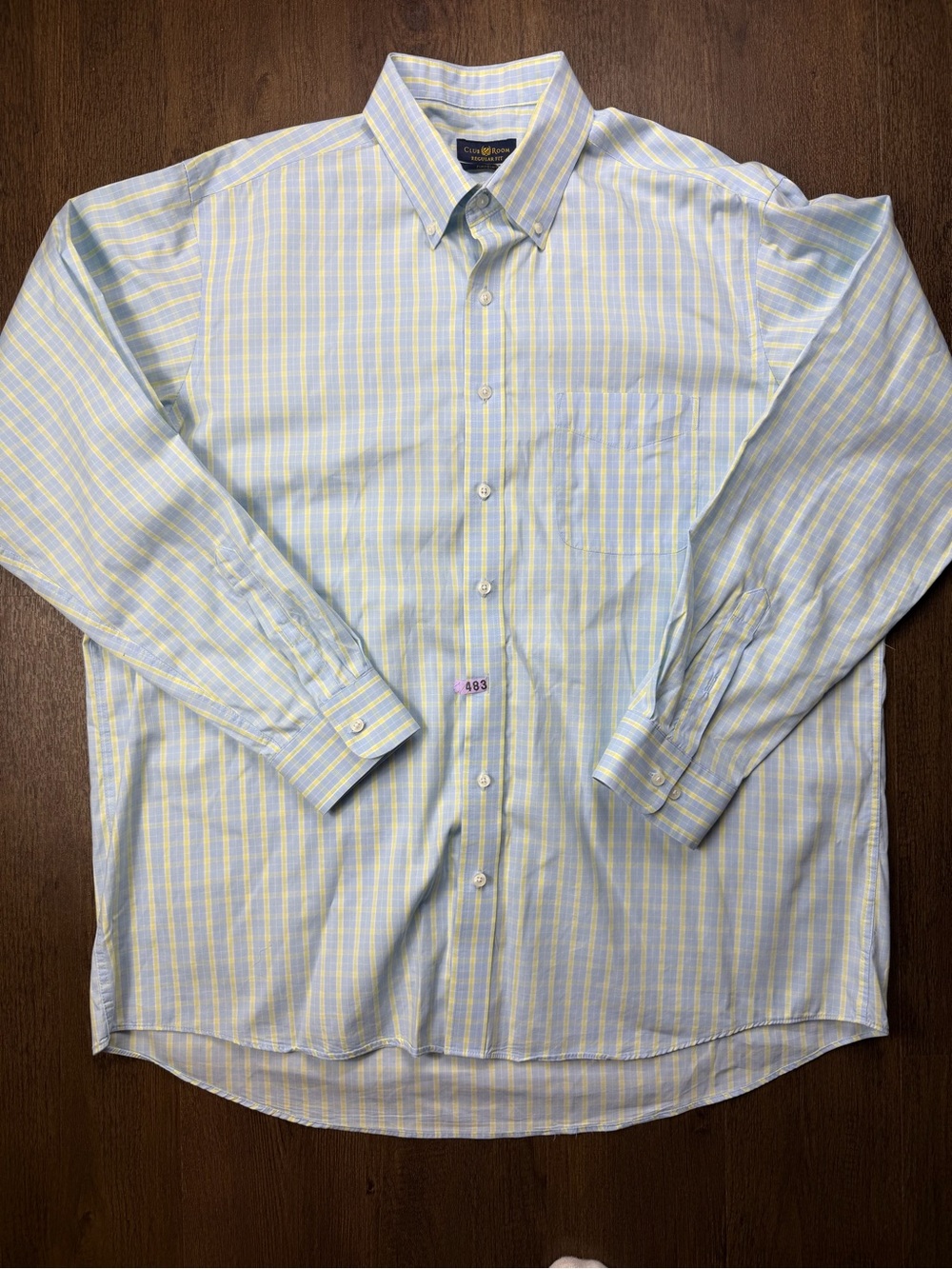 Club Room Light Blue and Yellow Button-Down Dress Shirt